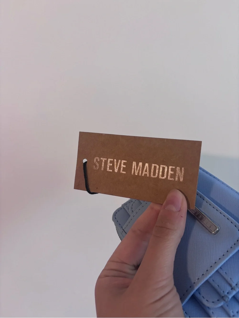 Steve Madden Light Blue Compact Zip Card Holder